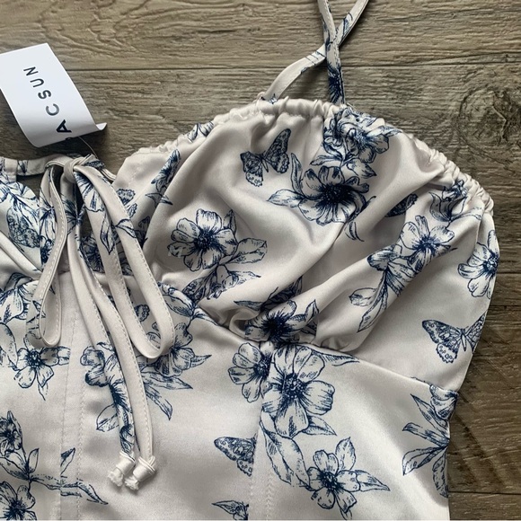 Pacsun Satin Floral Bustier Smocked Top - Picture 14 of 14